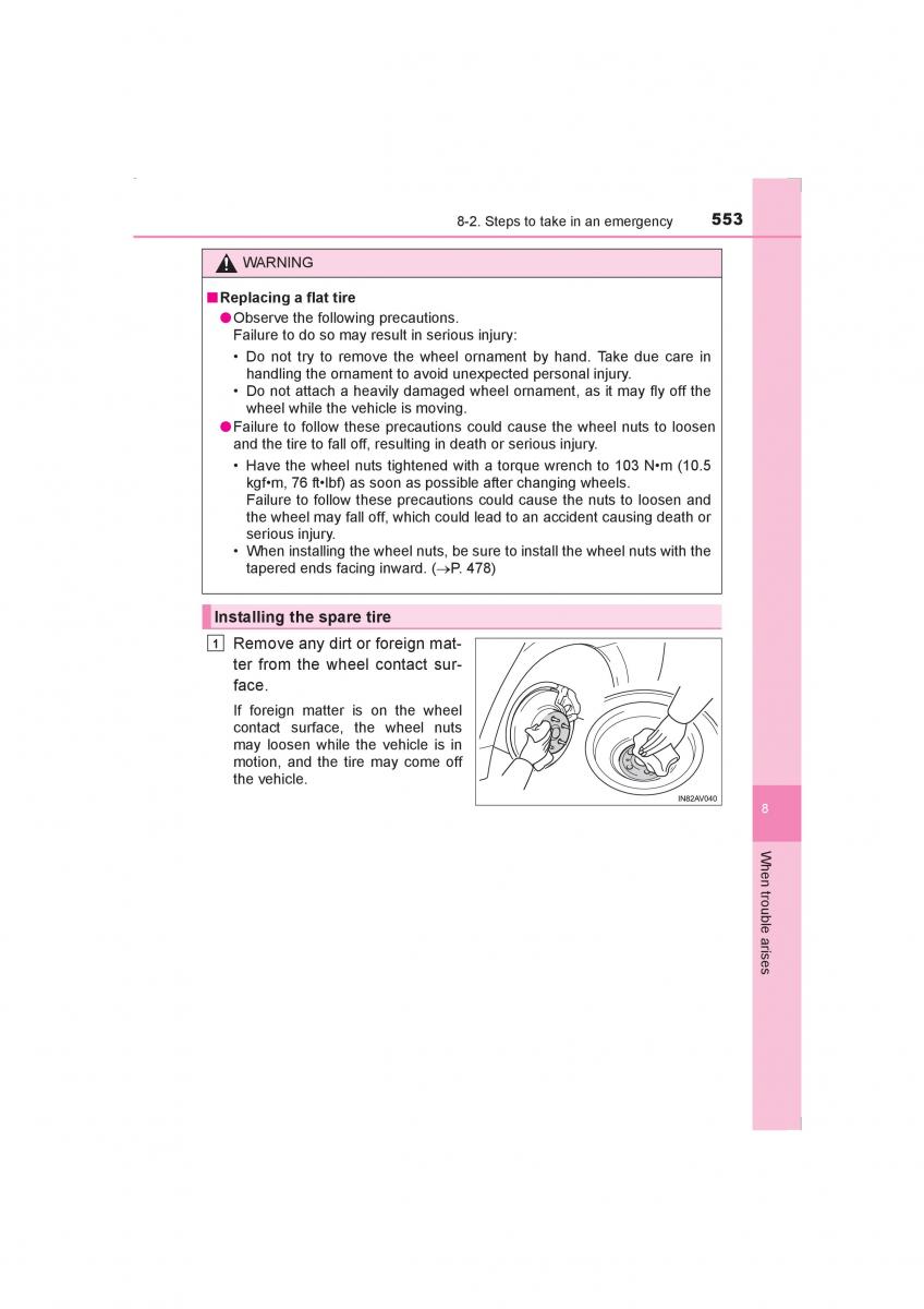 Toyota Avensis IV 4 owners manual / page 553