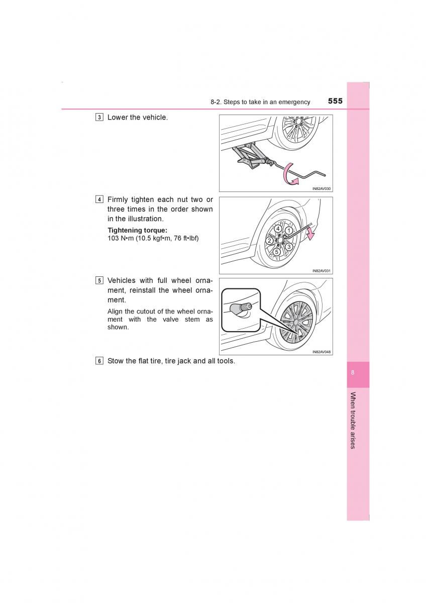 Toyota Avensis IV 4 owners manual / page 555