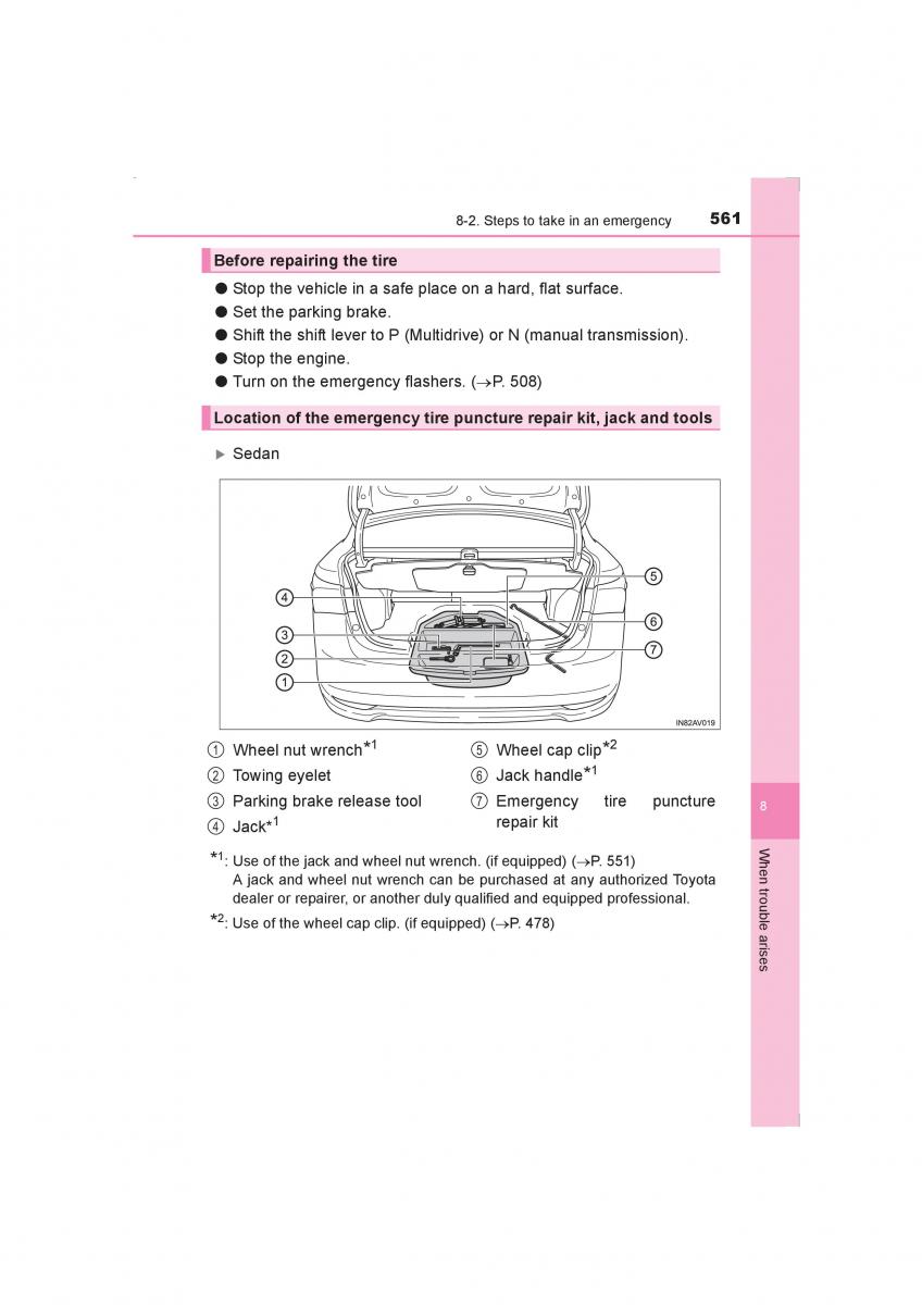 Toyota Avensis IV 4 owners manual / page 561