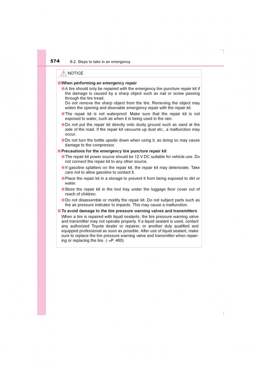 Toyota Avensis IV 4 owners manual / page 574