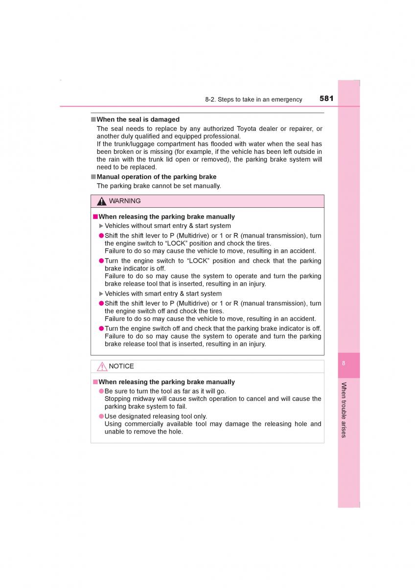 Toyota Avensis IV 4 owners manual / page 581