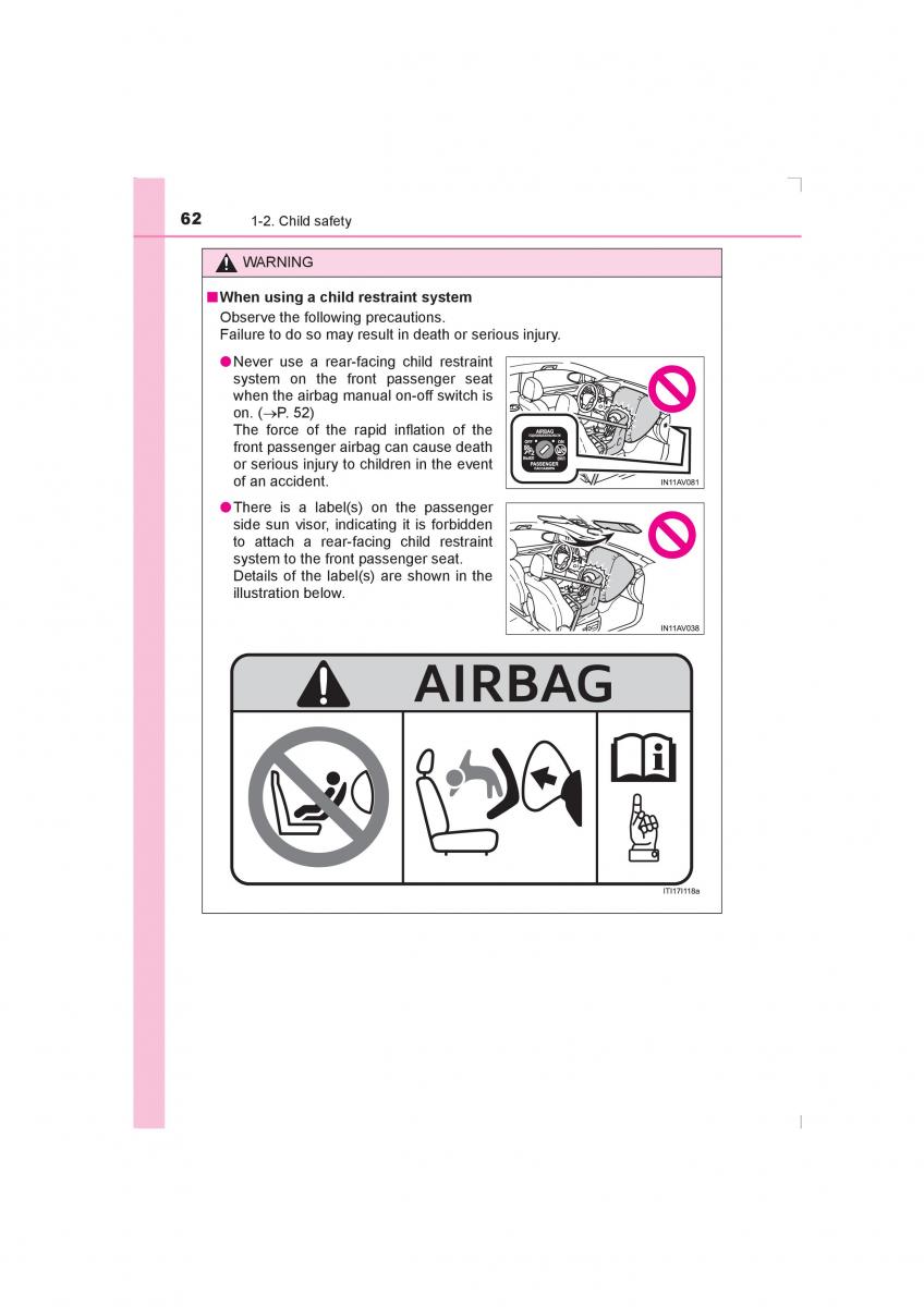 Toyota Avensis IV 4 owners manual / page 62