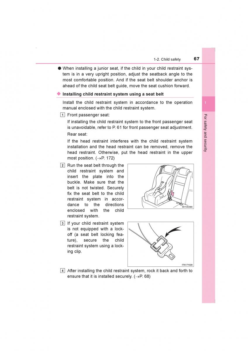 Toyota Avensis IV 4 owners manual / page 67