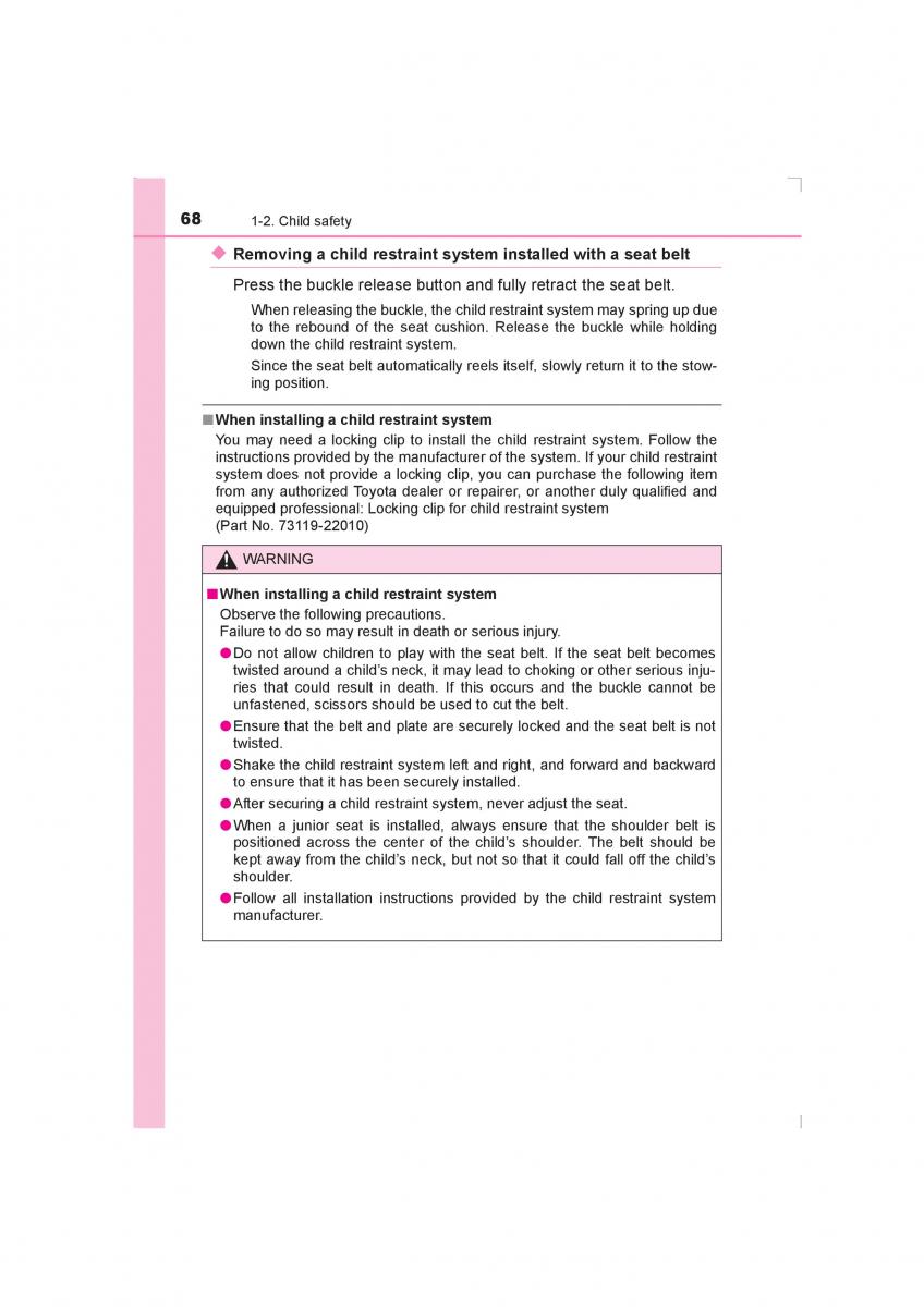 Toyota Avensis IV 4 owners manual / page 68