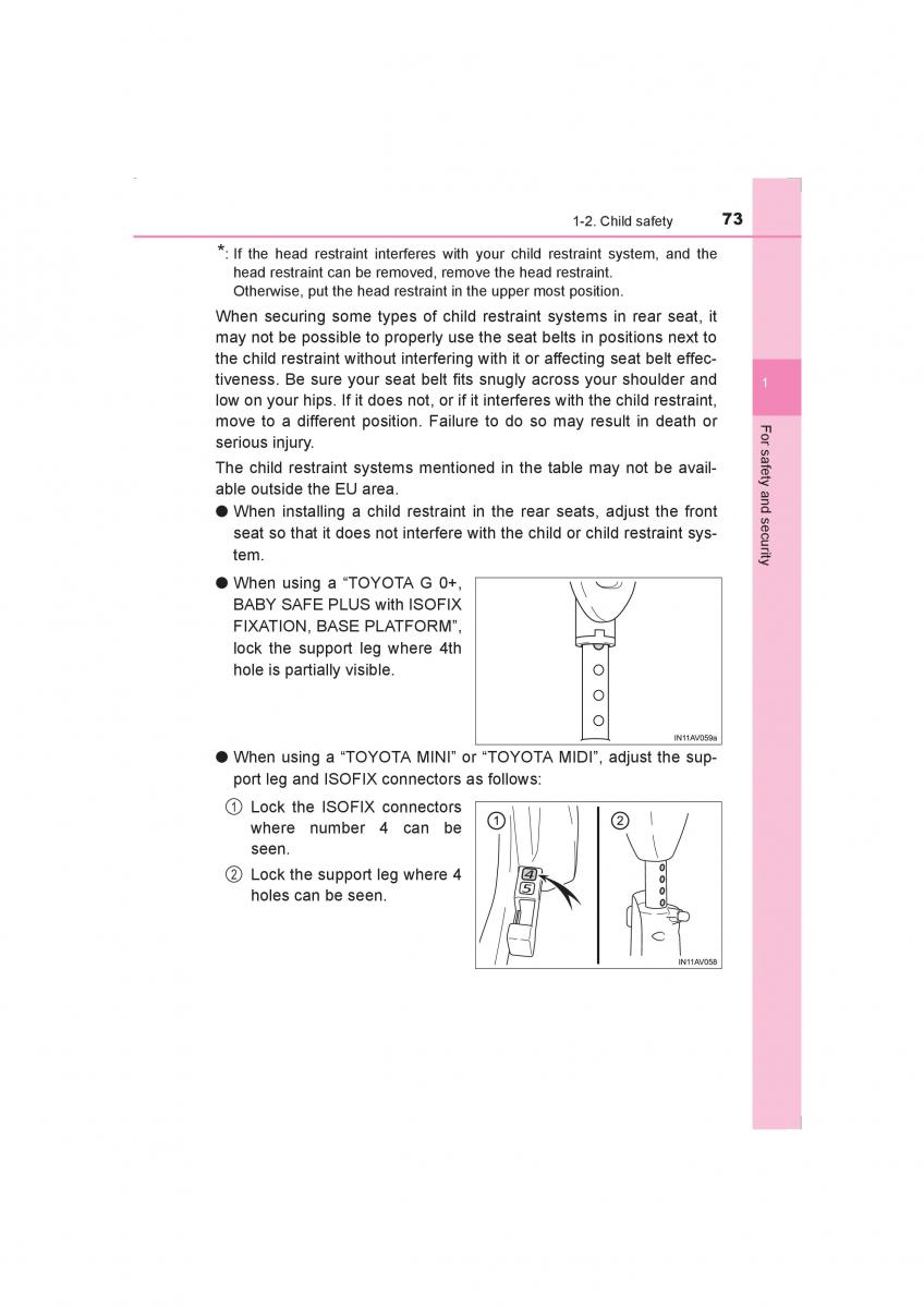 Toyota Avensis IV 4 owners manual / page 73