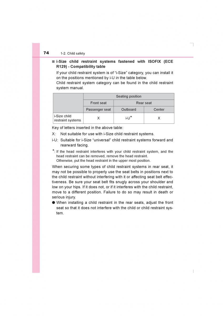 Toyota Avensis IV 4 owners manual / page 74