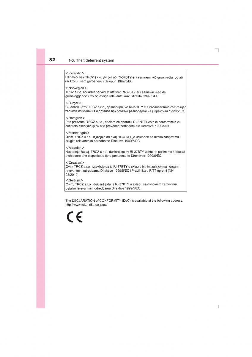 Toyota Avensis IV 4 owners manual / page 82