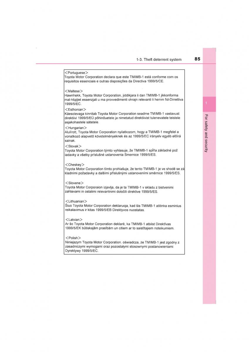 Toyota Avensis IV 4 owners manual / page 85