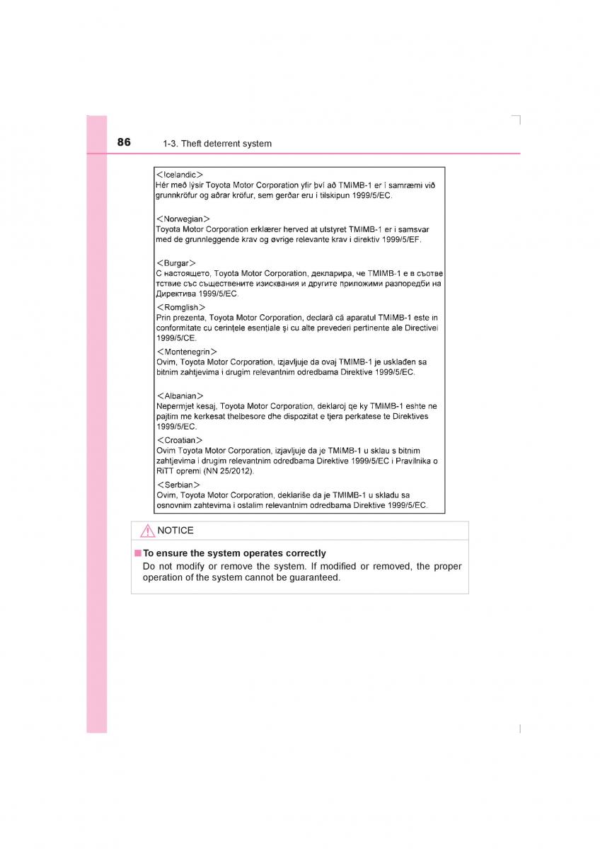 Toyota Avensis IV 4 owners manual / page 86