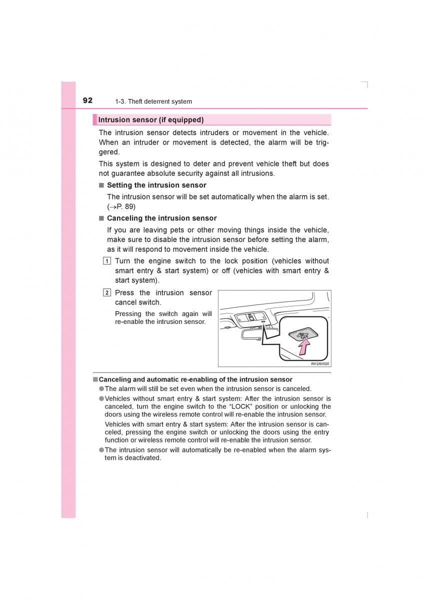 Toyota Avensis IV 4 owners manual / page 92