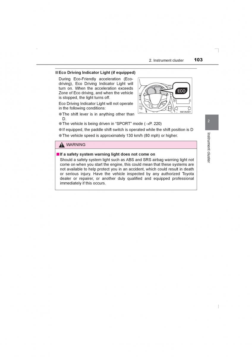 Toyota Avensis IV 4 owners manual / page 103