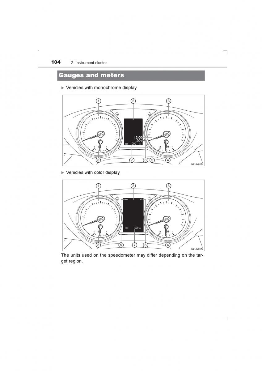 Toyota Avensis IV 4 owners manual / page 104