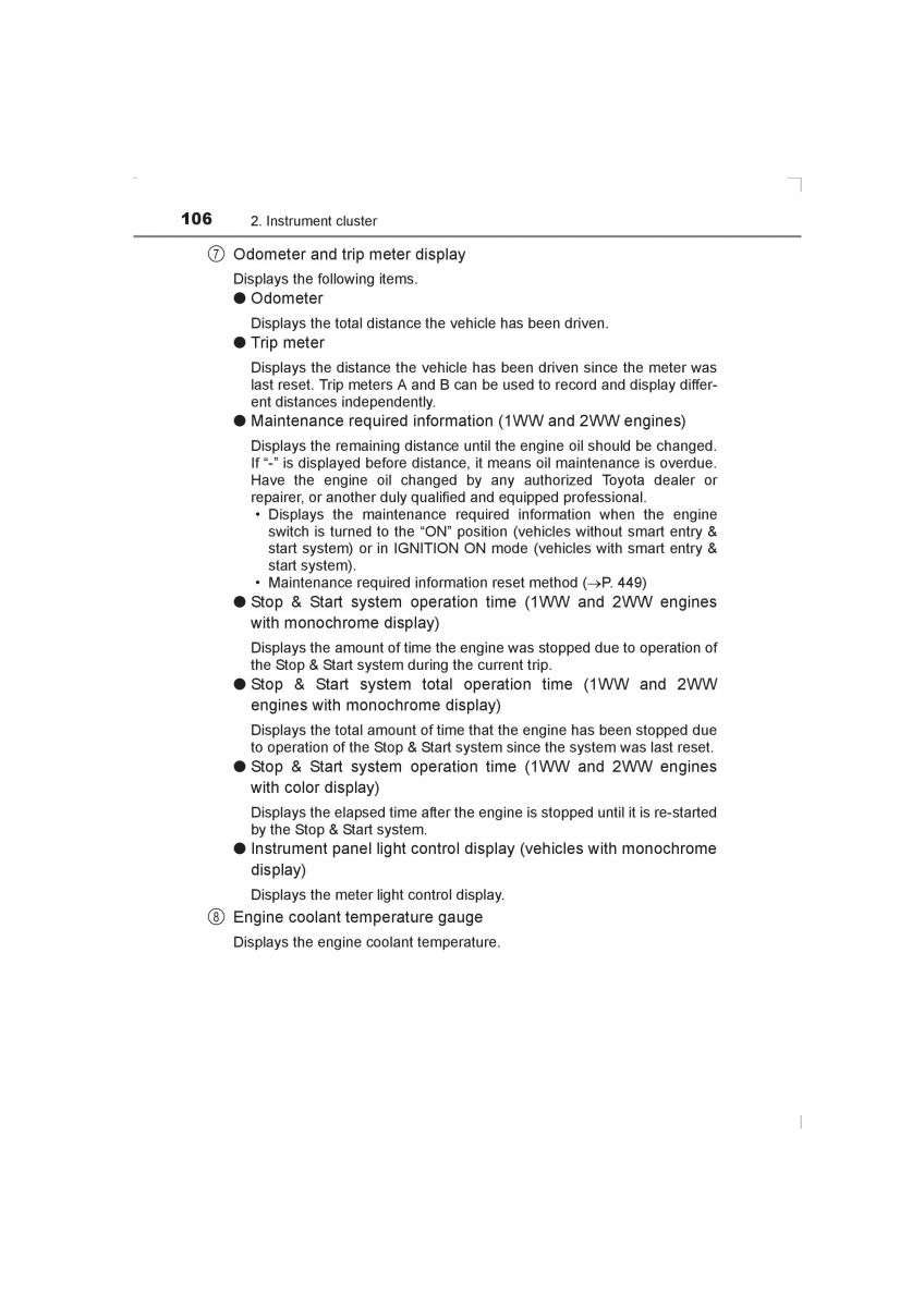 Toyota Avensis IV 4 owners manual / page 106