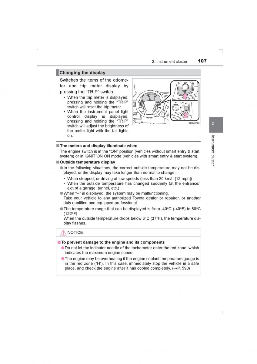 Toyota Avensis IV 4 owners manual / page 107