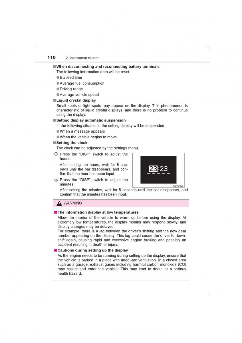 Toyota Avensis IV 4 owners manual / page 110