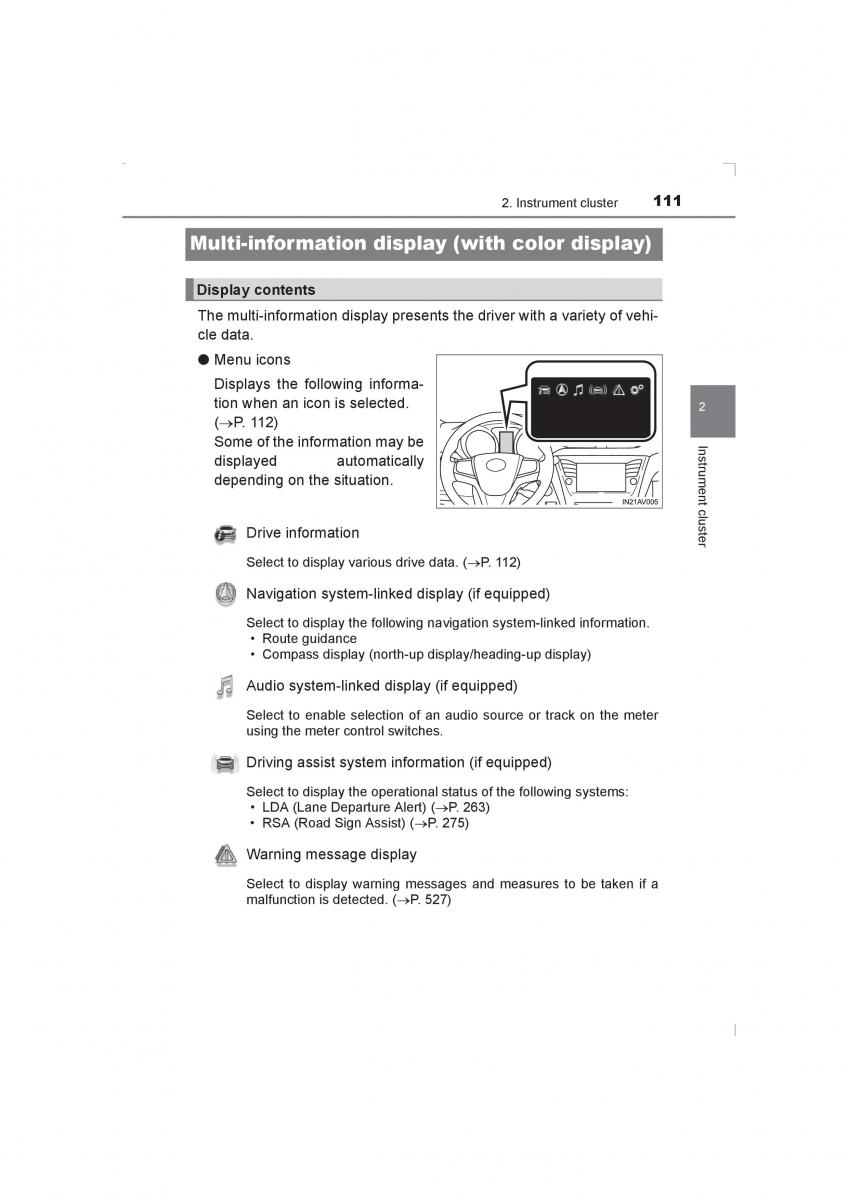 Toyota Avensis IV 4 owners manual / page 111