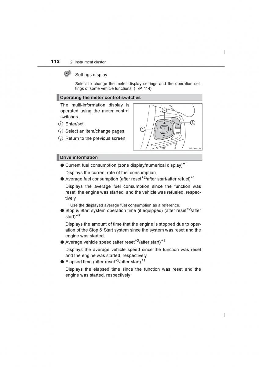 Toyota Avensis IV 4 owners manual / page 112