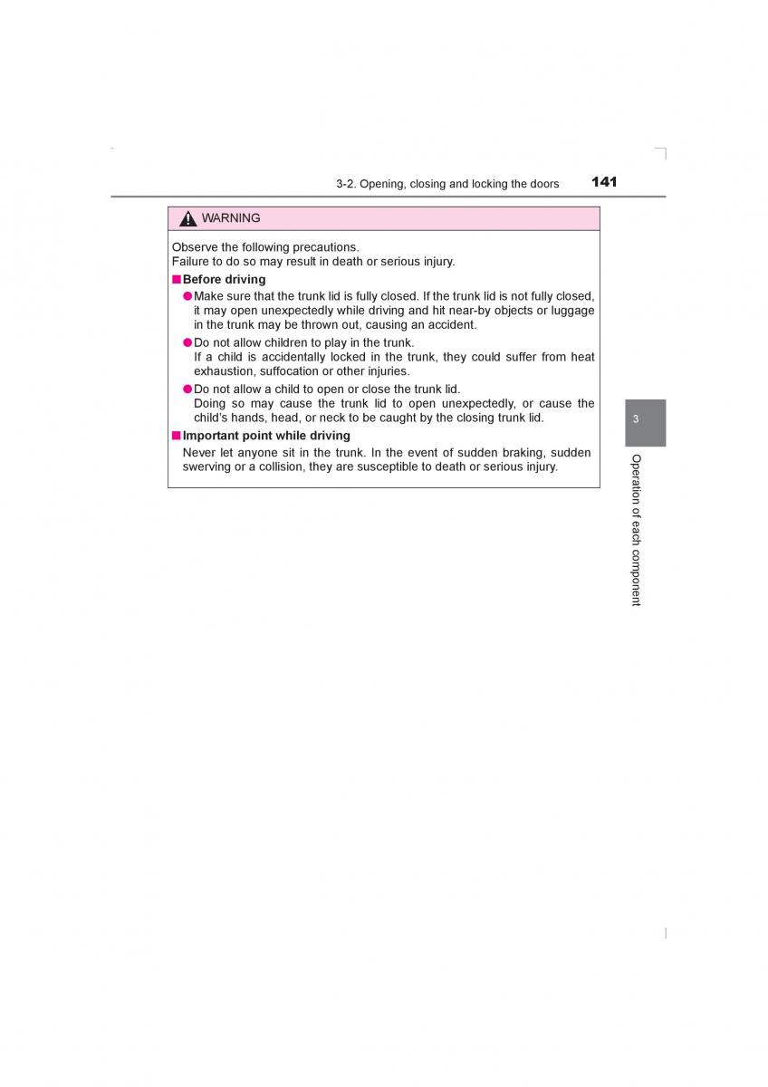 Toyota Avensis IV 4 owners manual / page 141