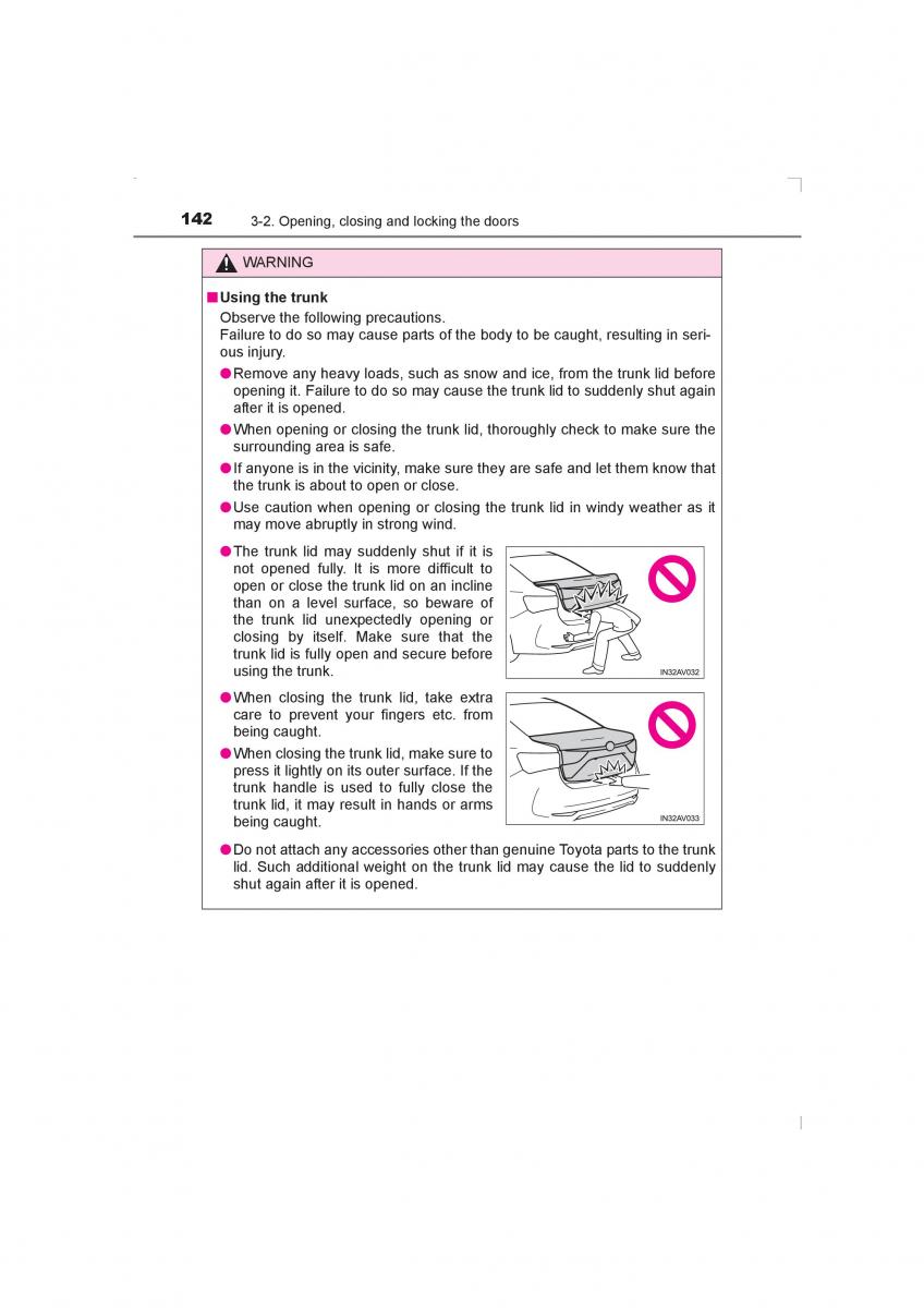 Toyota Avensis IV 4 owners manual / page 142