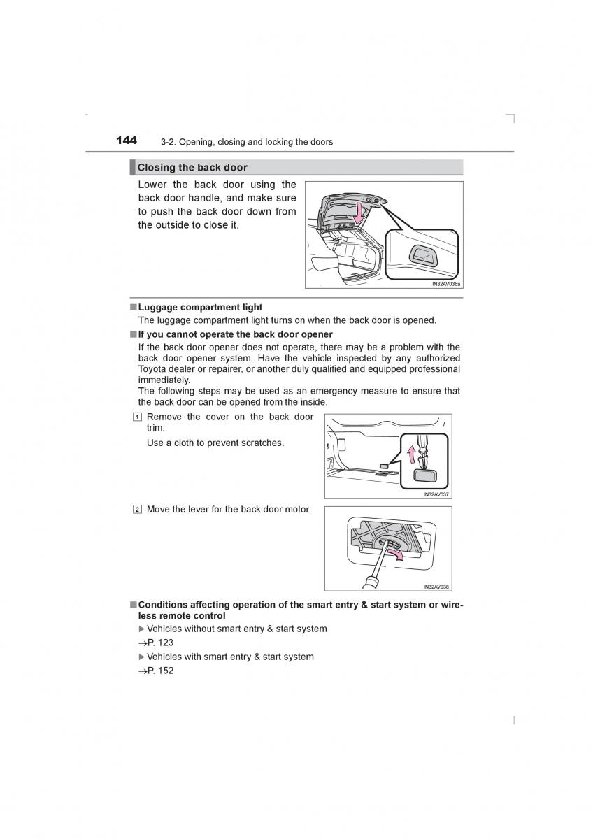 Toyota Avensis IV 4 owners manual / page 144