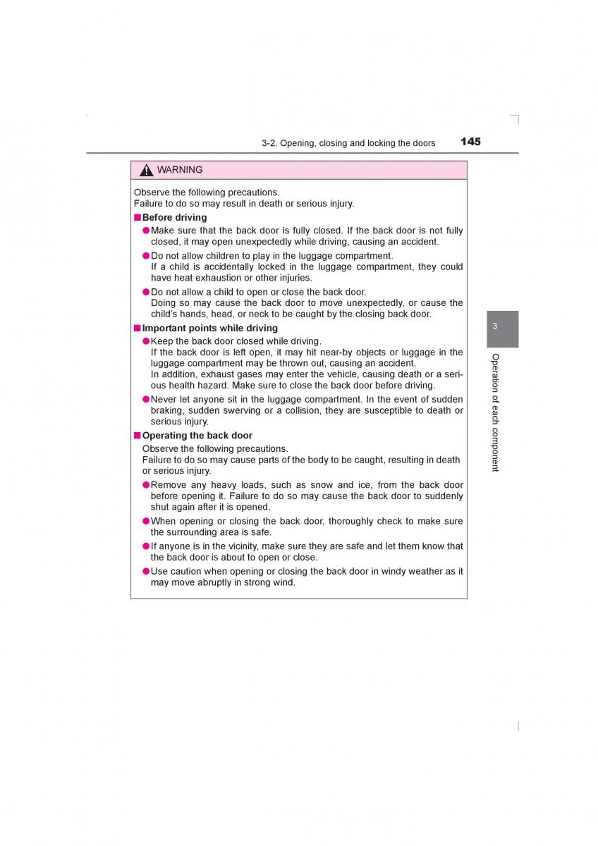 Toyota Avensis IV 4 owners manual / page 145