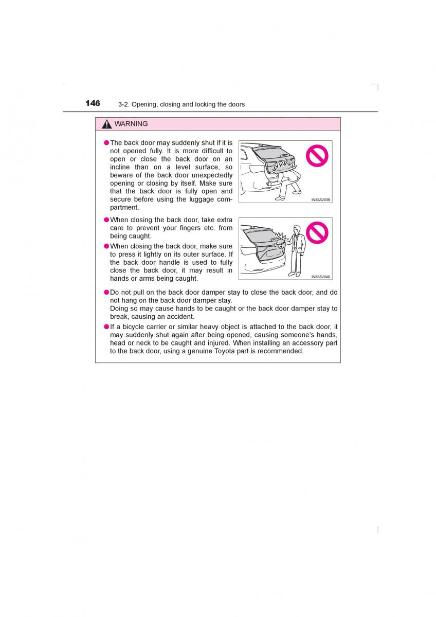 Toyota Avensis IV 4 owners manual / page 146