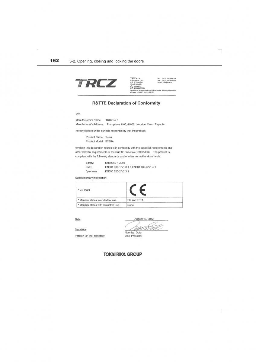 Toyota Avensis IV 4 owners manual / page 162