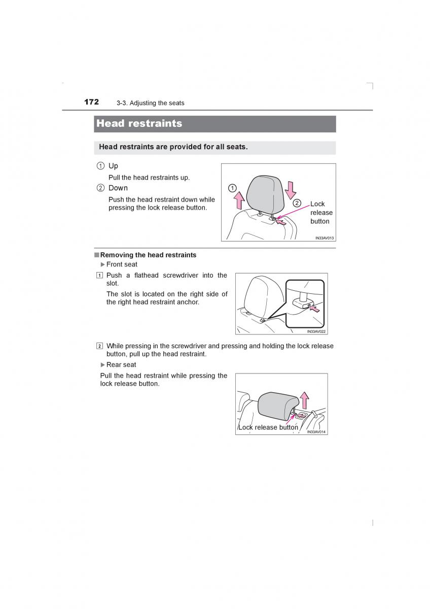 Toyota Avensis IV 4 owners manual / page 172