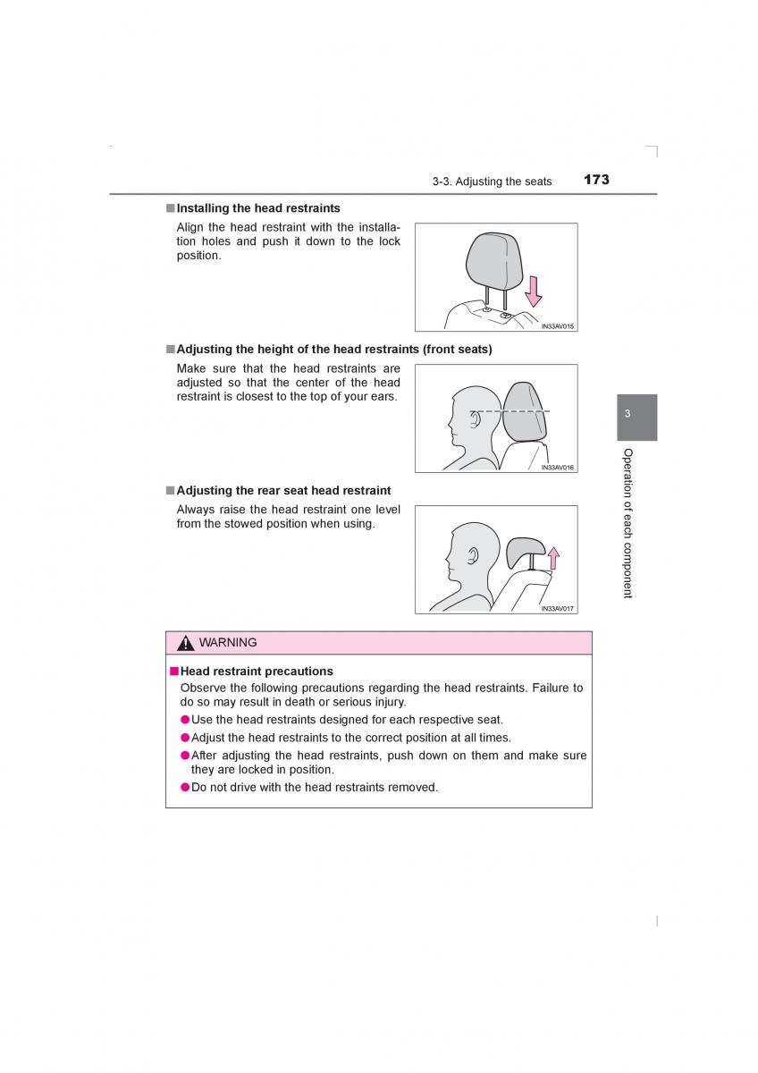 Toyota Avensis IV 4 owners manual / page 173