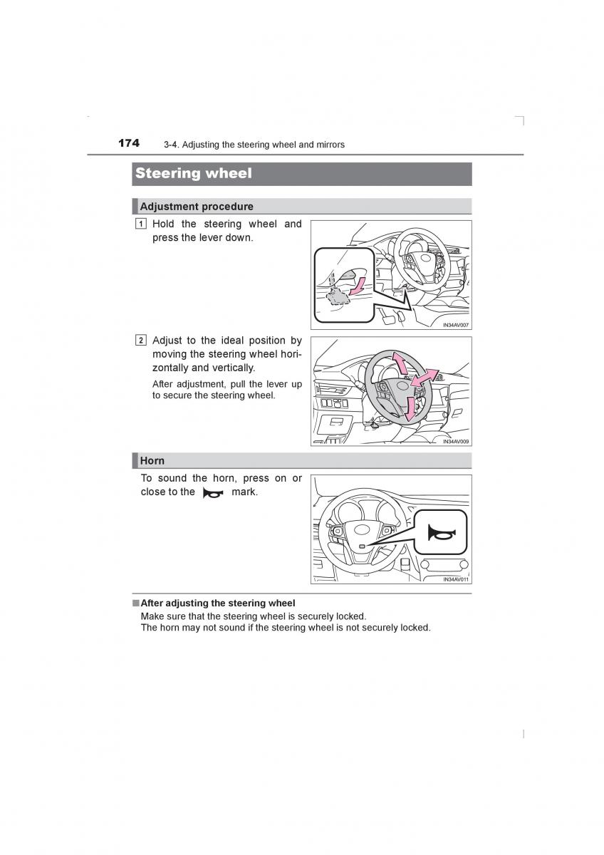 Toyota Avensis IV 4 owners manual / page 174