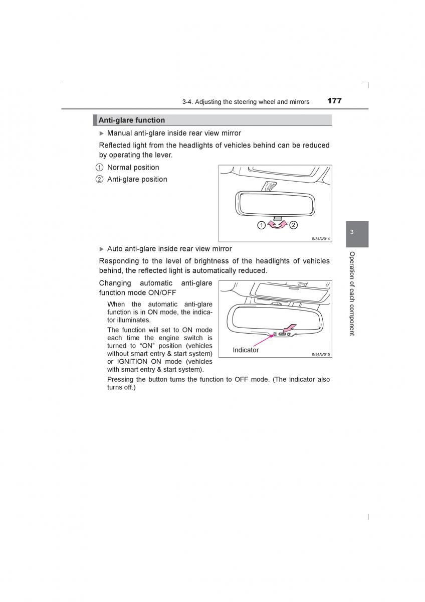 Toyota Avensis IV 4 owners manual / page 177