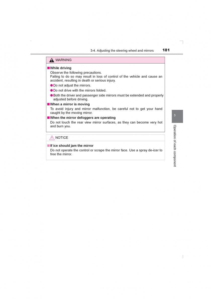 Toyota Avensis IV 4 owners manual / page 181