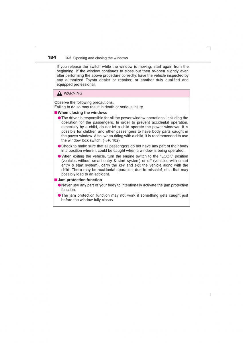 Toyota Avensis IV 4 owners manual / page 184