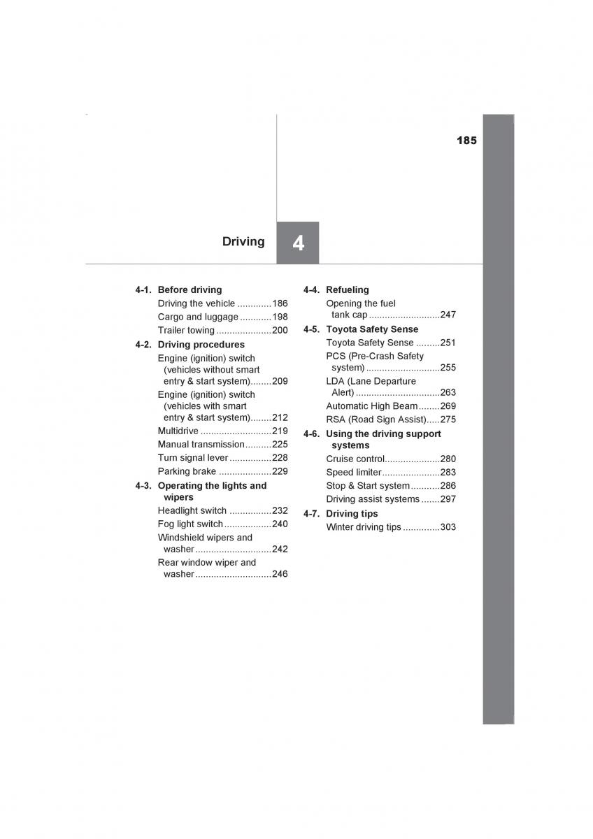 Toyota Avensis IV 4 owners manual / page 185