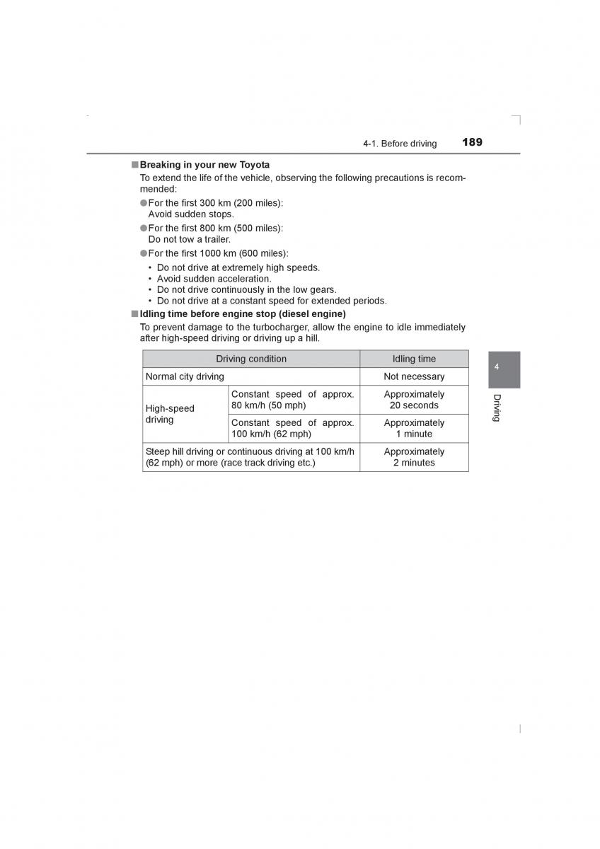 Toyota Avensis IV 4 owners manual / page 189