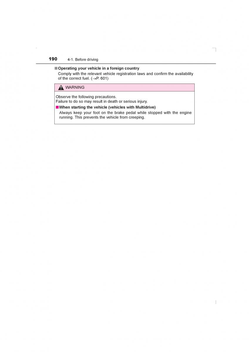 Toyota Avensis IV 4 owners manual / page 190