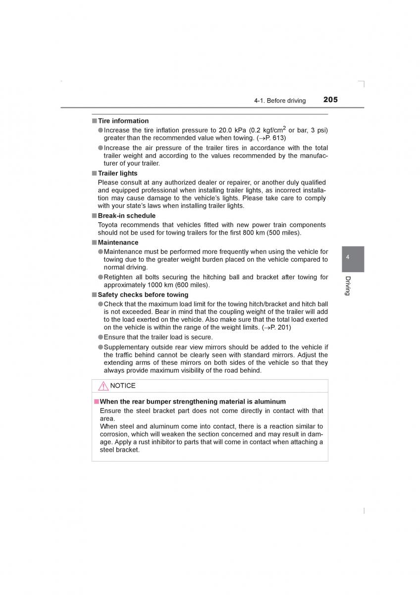 Toyota Avensis IV 4 owners manual / page 205