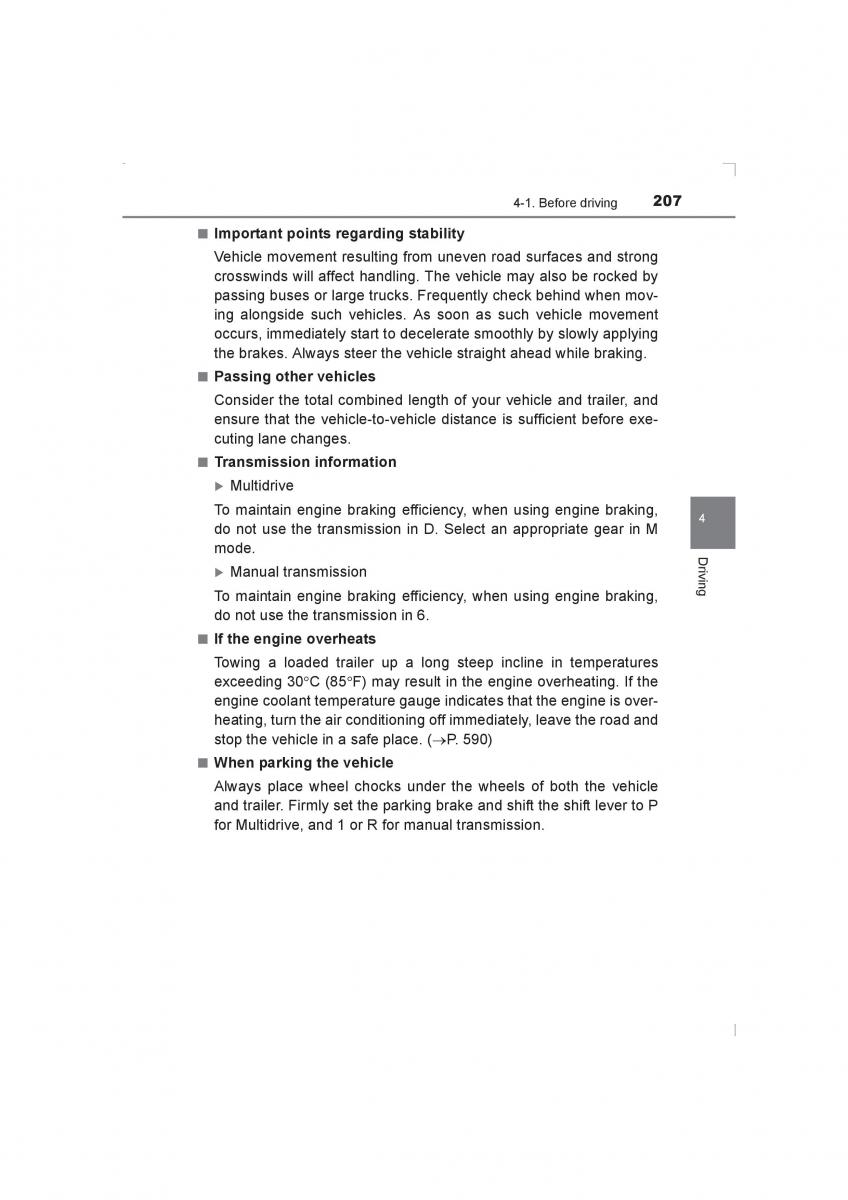 Toyota Avensis IV 4 owners manual / page 207