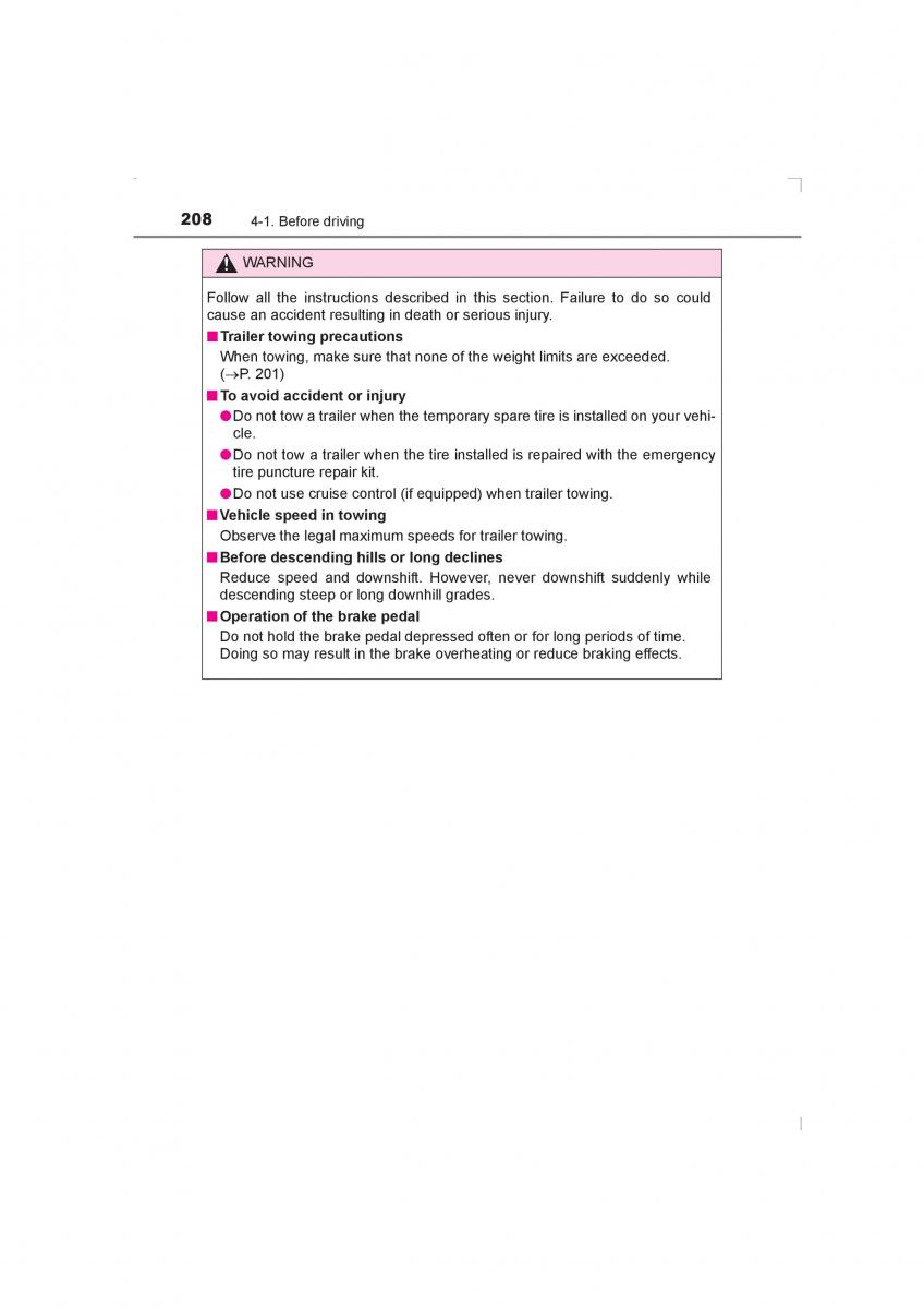 Toyota Avensis IV 4 owners manual / page 208