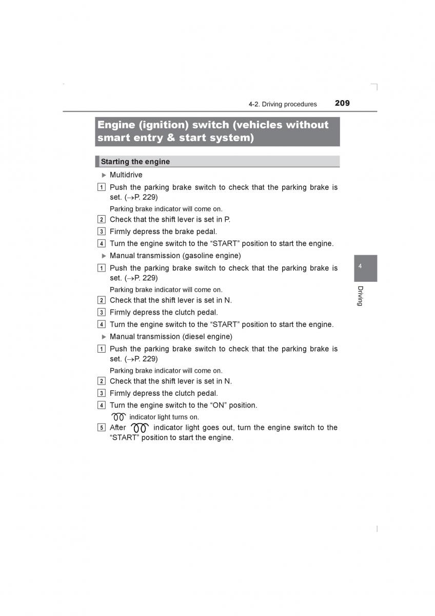 Toyota Avensis IV 4 owners manual / page 209