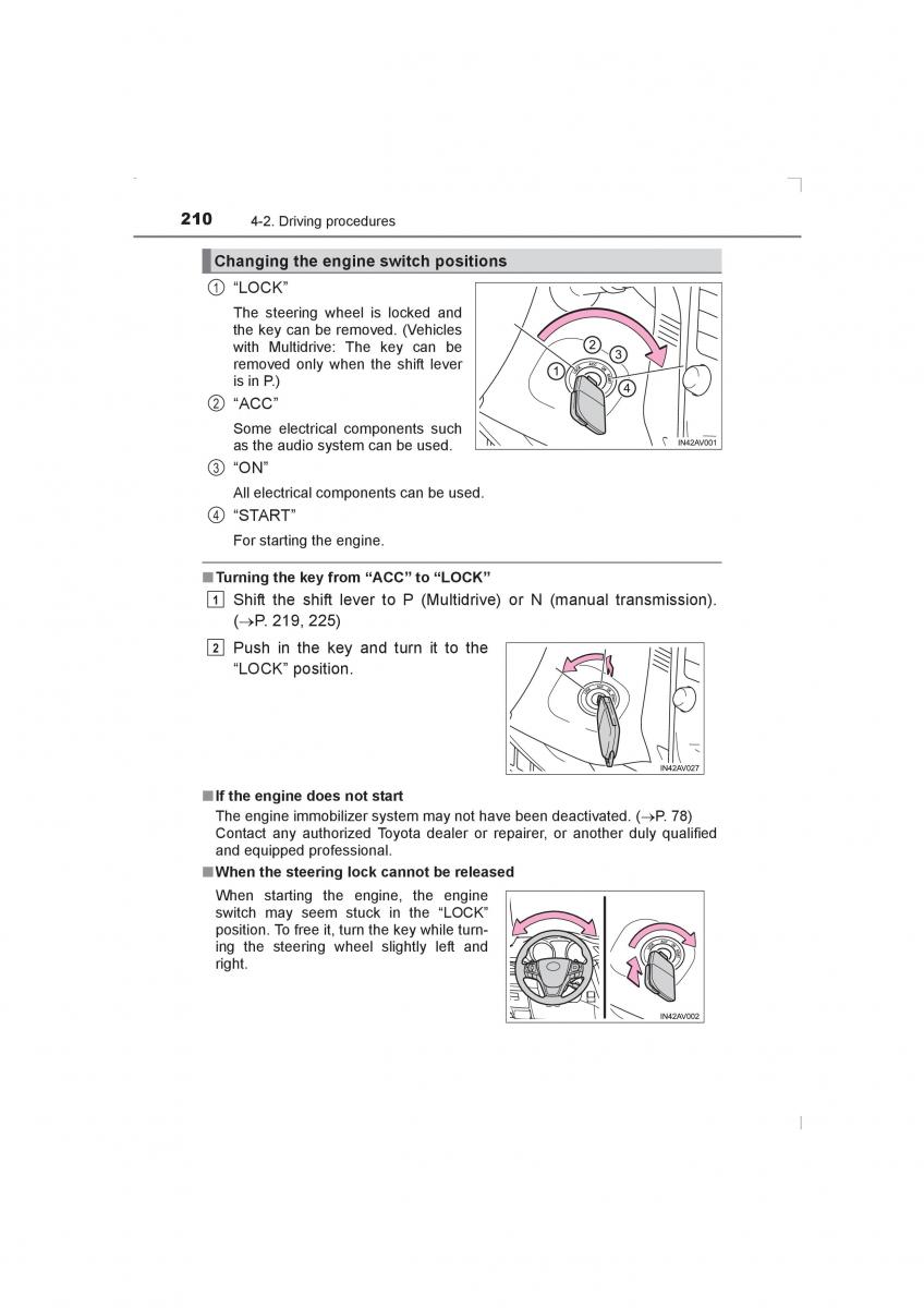 Toyota Avensis IV 4 owners manual / page 210