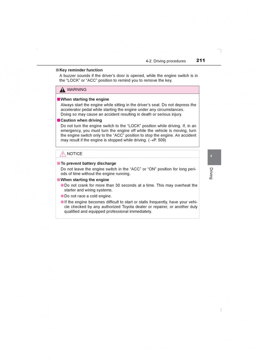 Toyota Avensis IV 4 owners manual / page 211