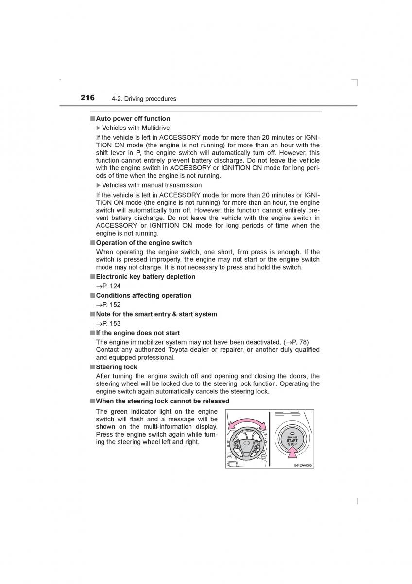 Toyota Avensis IV 4 owners manual / page 216