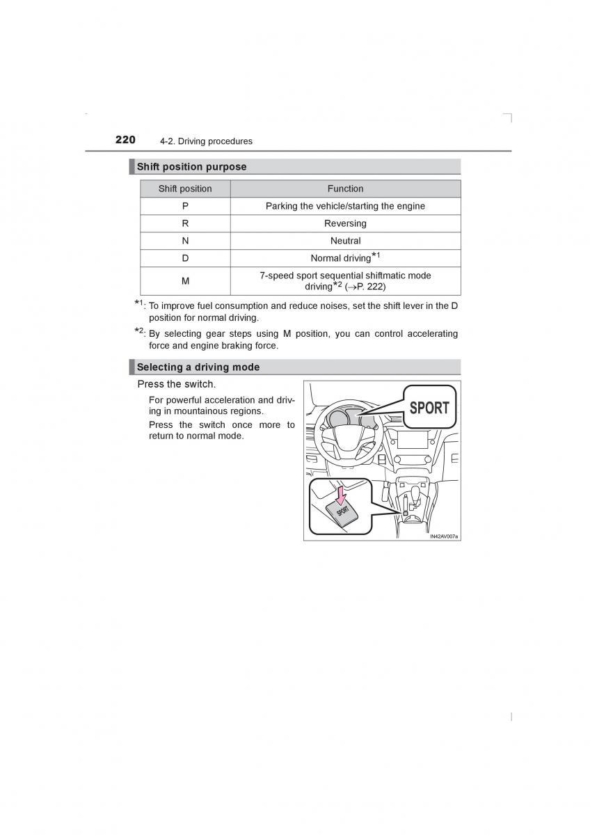 Toyota Avensis IV 4 owners manual / page 220