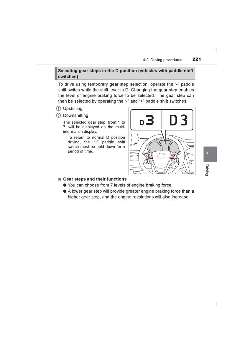 Toyota Avensis IV 4 owners manual / page 221