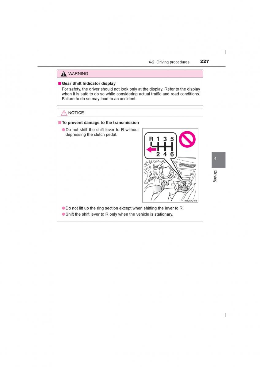 Toyota Avensis IV 4 owners manual / page 227