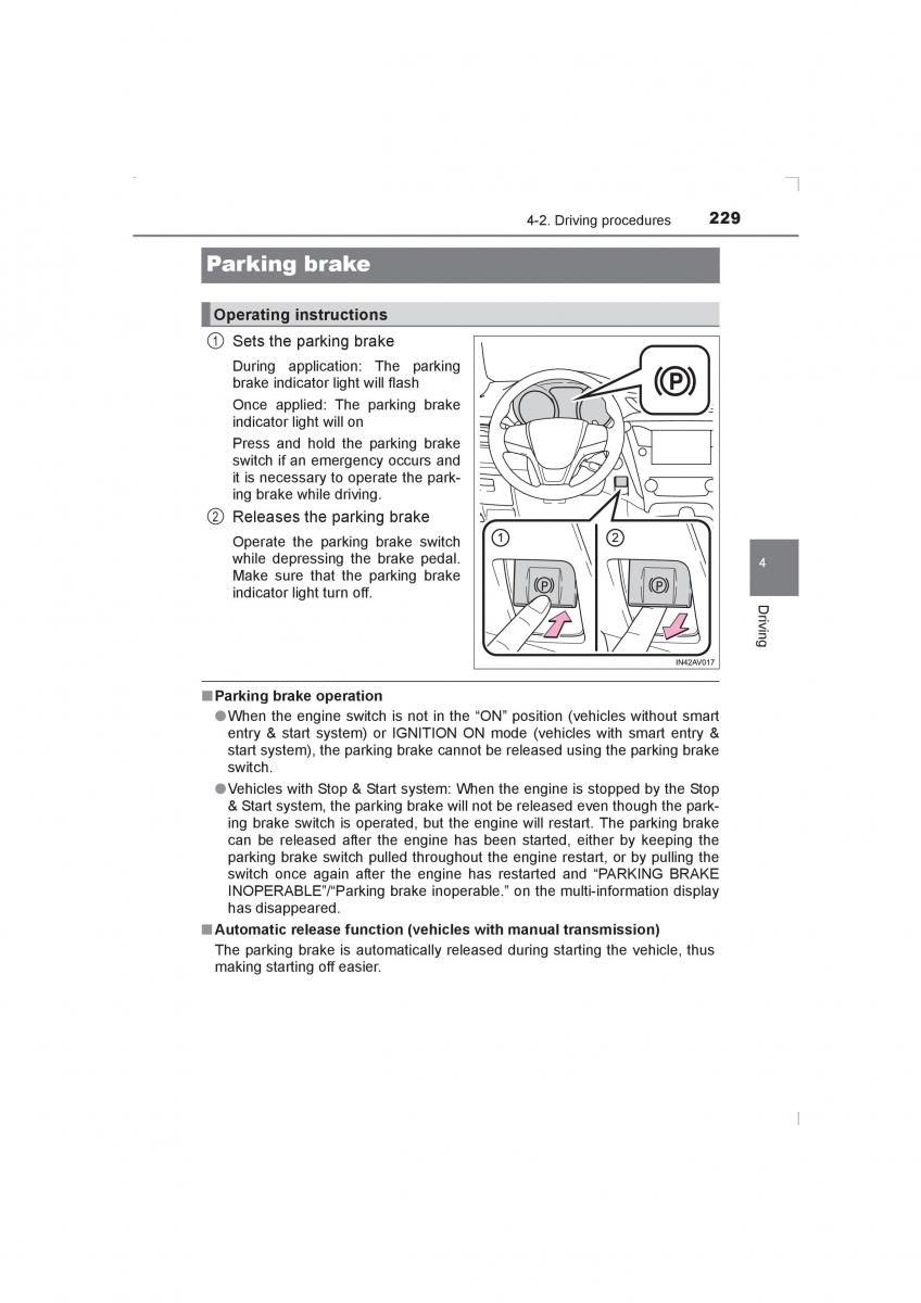 Toyota Avensis IV 4 owners manual / page 229