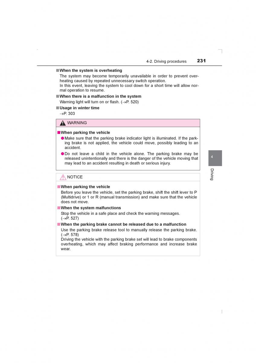 Toyota Avensis IV 4 owners manual / page 231