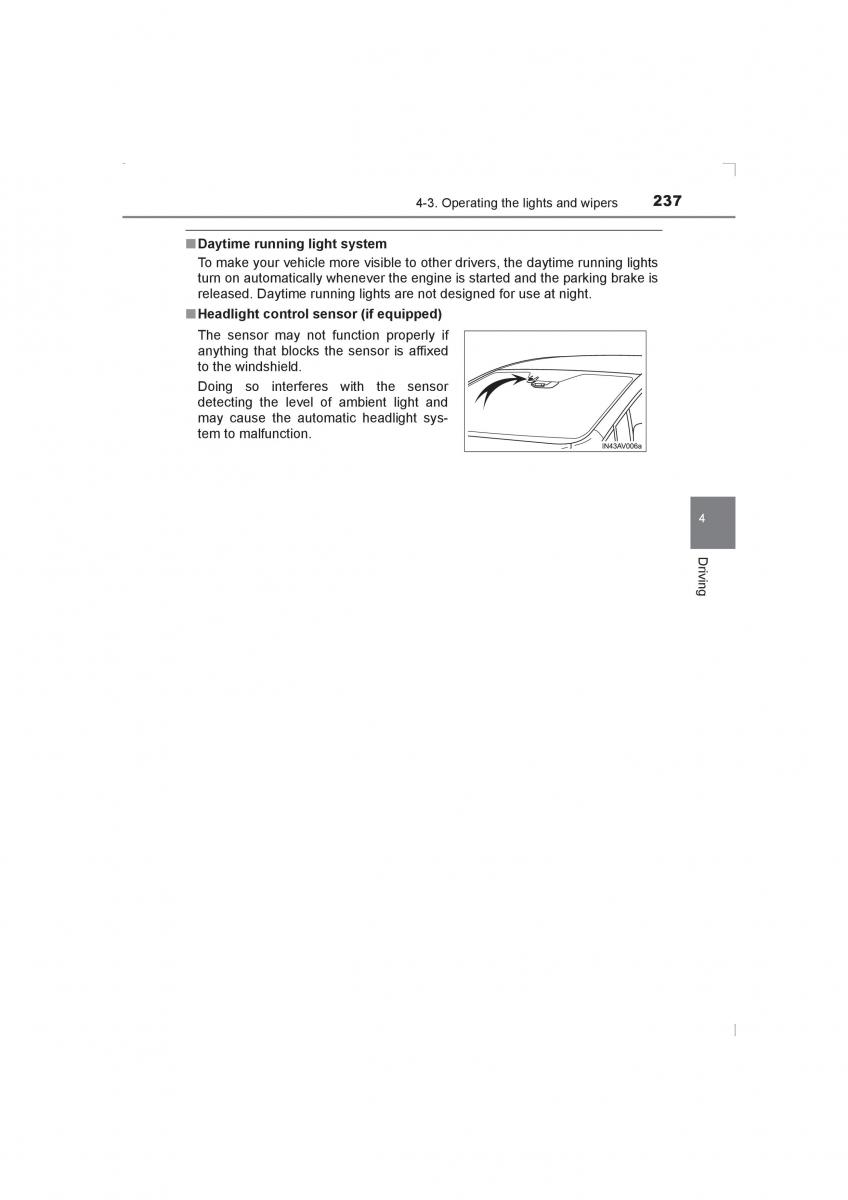 Toyota Avensis IV 4 owners manual / page 237