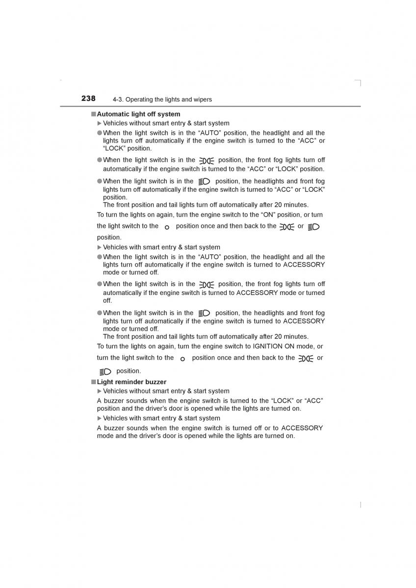 Toyota Avensis IV 4 owners manual / page 238